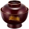 Maeju Lacquerware Daimyo Zoni Bowl, Hisho (Flying) Design, Dark Brown Rim with Gold, Black, Traditional Craft, Yamanaka Lacquerware, Made in Japan, 3T