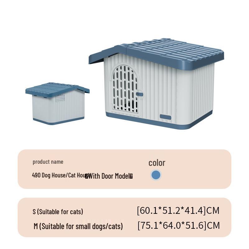 Rainproof Insulated Semi-Enclosed Small Dog House for Indoor/Outdoor Use