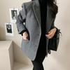 2025 Autumn Women's Versatile Wool Blend Jacket - Solid Color, Dongdaemun Korea
