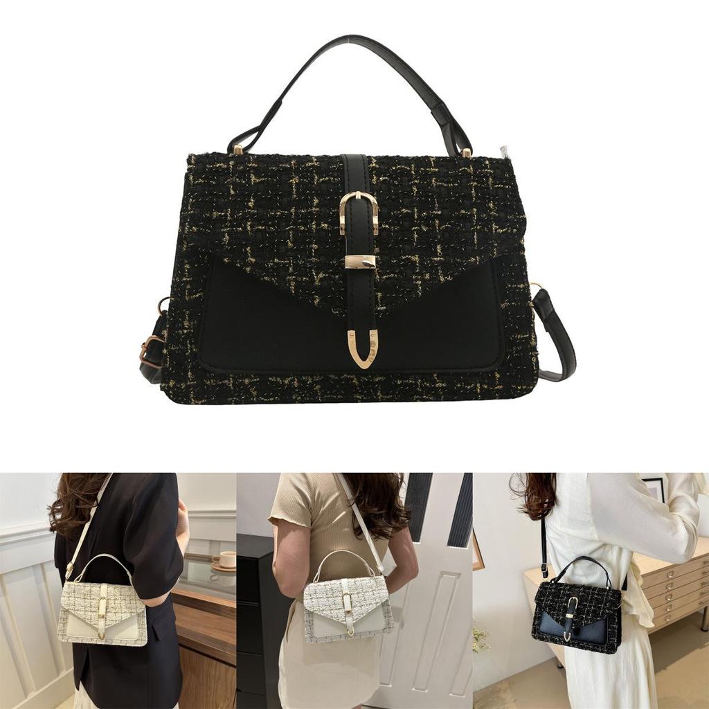 Trendy Street Style Small Crossbody Bag For Women With Chic Chain Handle Black White