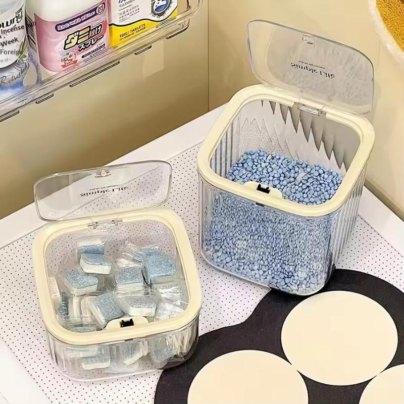 1 Pezzo Contenitore per Pod Detersivo Scatola Organizzatrice per Lavanderia, Contenitore per Detersivo in Polvere per Perle Detersivo, Detersivo in Polvere, Conservazione