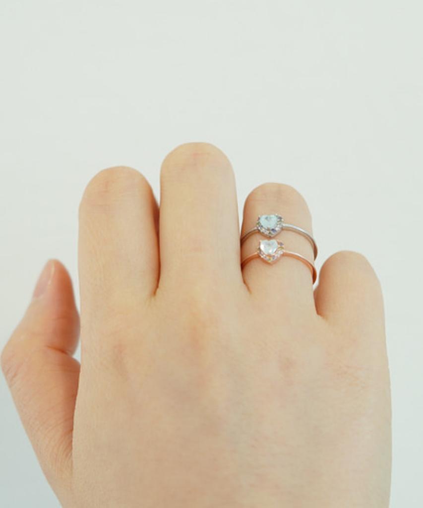 Alleun Silver 925 Layered Cubic Heart Ring