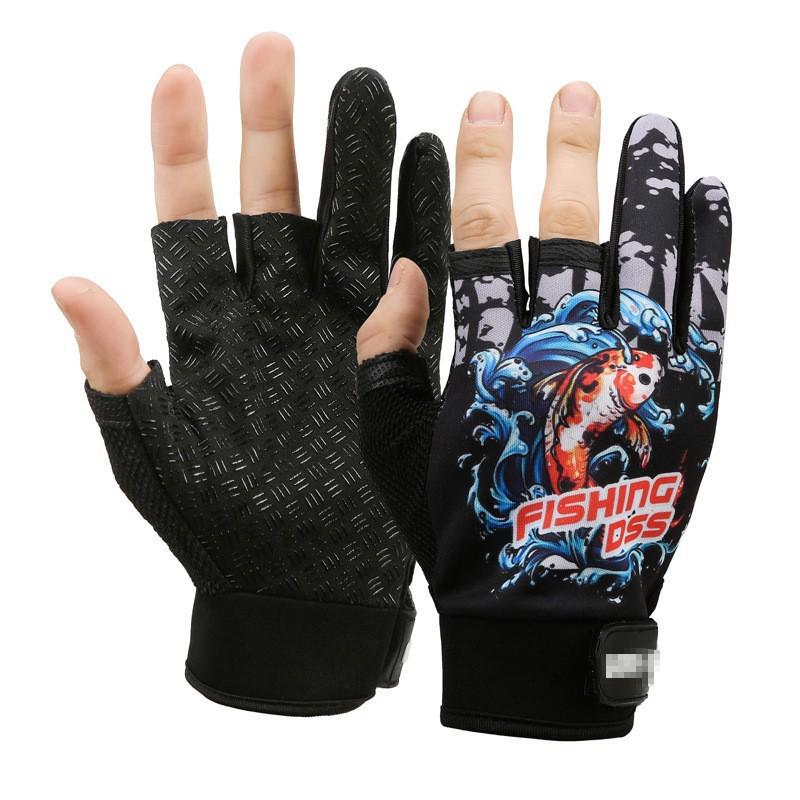 Breathable Non-Slip Outdoor Fishing Gloves, Three-Finger Open Design, Thin Summer Riding Gloves