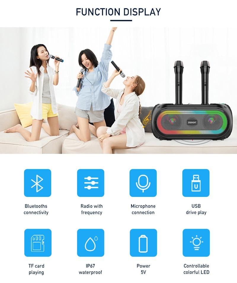 25W Powerful Bass LED Colorful Lights Bluetooth Speaker with 2 Mic Portable Stereo Sound Wireless Subwoofer Boombox Home Karaoke