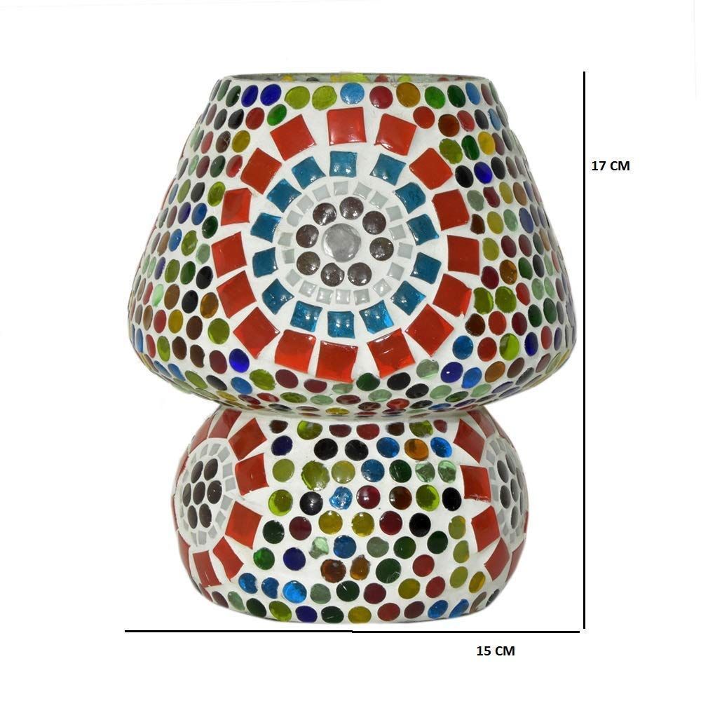 Kuppelförmige Tischlampe aus Glas im Mosaik-Stil, mehrfarbig, für Wohnzimmer, Schlafzimmer, Schreibtisch, 1 Stück