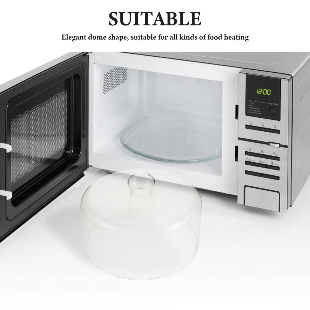 Glass Microwave Cover Microwave Glass Splatter Cover Plate Splatter Guard Easy Grip Handle Clear Cake Dome kitchen Food Cloche