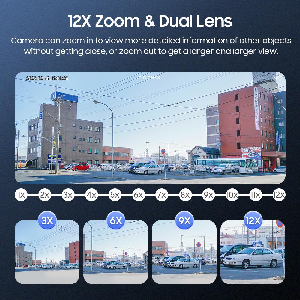 4K Solar Charge 8MP HD IP Camera 4G PTZ Dual Lens 12X Zoom Outdoor Waterproof Security CCTV Cam WIFI Surveillance Camera