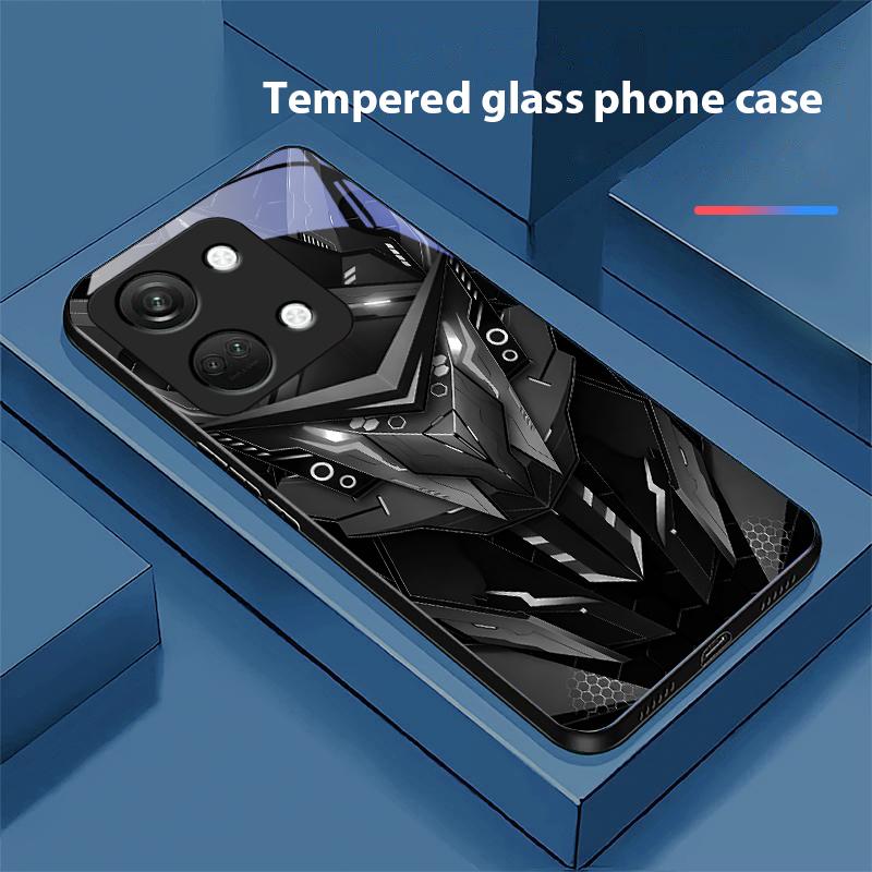 Creative Mech For OnePlus Nord 3 5 6T 7 Pro 8 12 10T Reno8 Lite 5G 10R Nord N30 Hard Shell Tempered Glass Phone Case Black