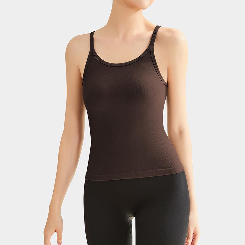 Women's Summer Sleeveless Yoga Top with Chest Pads - Versatile Camisole for Outdoor Wear