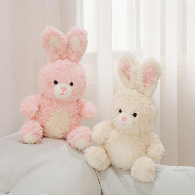 Rabbit Doll Plush Toy Cute Cartoon Pink and White Rabbit Curly Rabbit Little White Rabbit