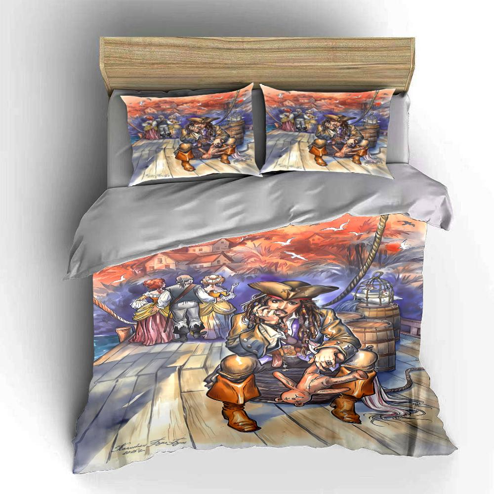 Pirate Cartoon Bedding Set with Artwork Bedding set (1 duvet cover, 2 pillowcases, duvet not included)