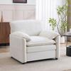 Simple White Retro Single Sofa with Double Storage Pockets On the Side, Suitable for Small Living Rooms, Balconies, Studies, Bedrooms and Other Rooms