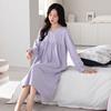 Pajama Women'S Spring And Autumn Pure Cotton Long-Sleeved Pajama Skirt Autumn Loose Large Size Mother Loungewear High-End Dress