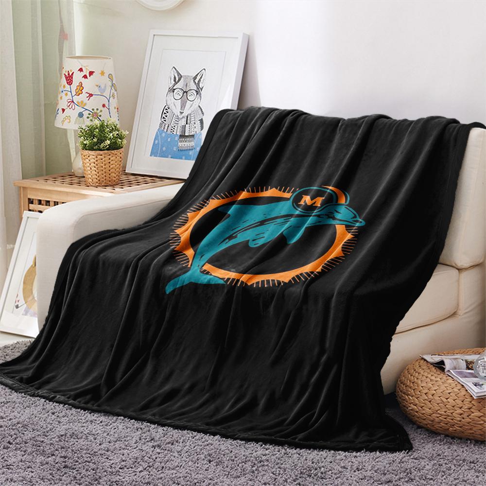 Miami Dolphins Print Flannel Blanket, High Quality Comfortable for All Seasons, Home Decor, Warmth and Comfort, Perfect for Christmas Gifts