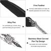 Retro Quill Feather Writing Pen Gift Box with Empty Ink Bottle Quill Set for Friends Black