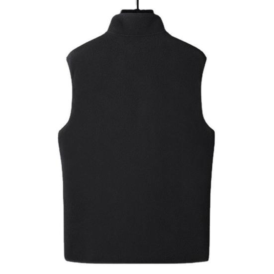 Men Winter Vest Stand Collar Solid Color Zipper Pockets Polar Fleece Cardigan Keep Warm Casual Style Winter Jacket Men Vest Coat for Fishing Hiking