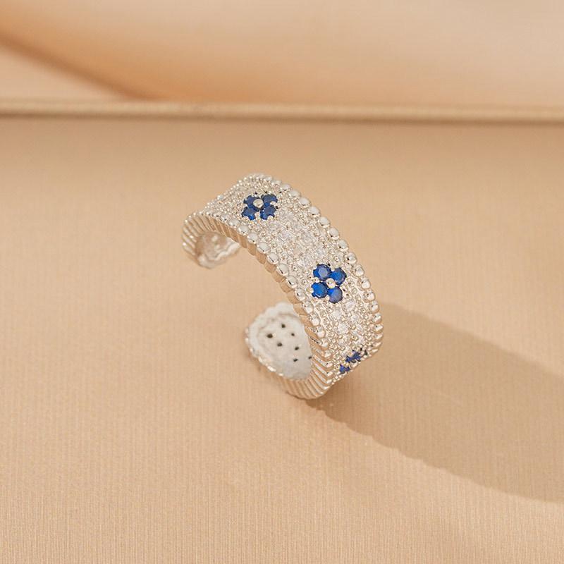 Zircon-embellished Titanium Steel Four-leaf Clover Necklace High-end Women's Earrings Pendant Ring Jewelry