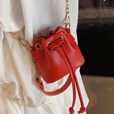 Fashionable Mini Bucket Bags For Women Trendy Solid Versatile Chain Crossbody Bag Summer PU Leather Cute Female Shoulder Purses