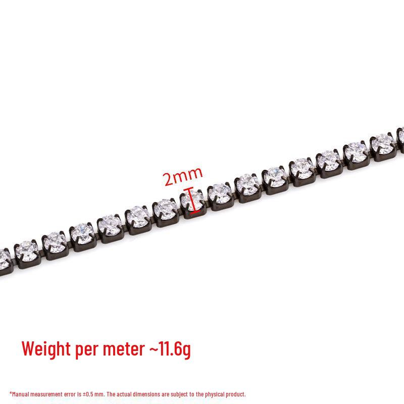 Multi-style Stainless Steel Chain with Crystal Zirconia for Handmade DIY Jewelry, Non-fading Bracelet and Necklace Accessory