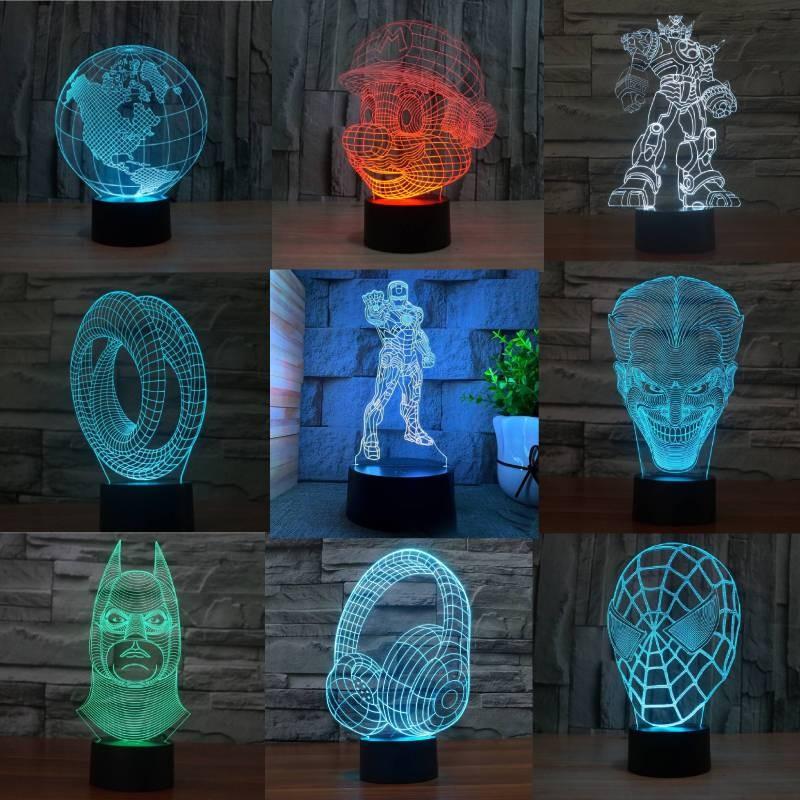 Led Superheroes Night Light Color Changing Mode Living Room Bedroom Decor