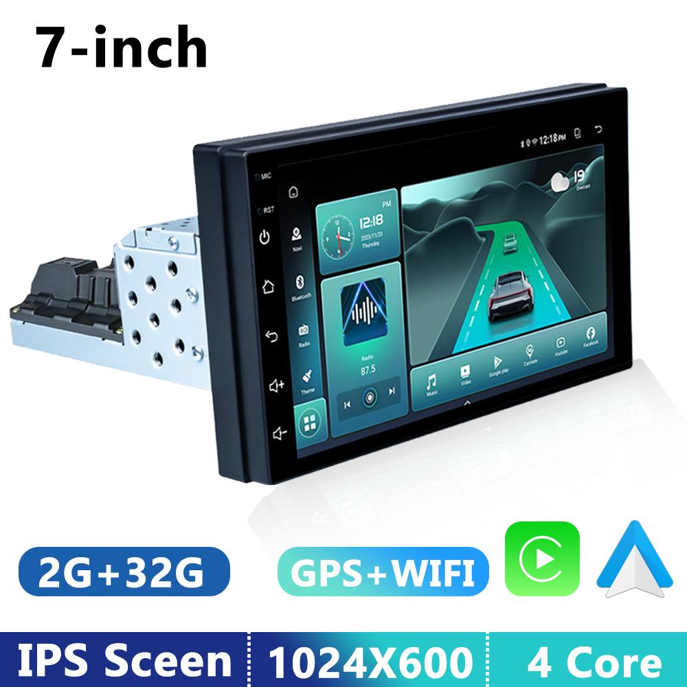 1 Din 7 Inch Car Radio Universal  Multimedia Video Player Stereo  GPS Wireless CarPlay Android Auto Wi-Fi FM Bluetooth