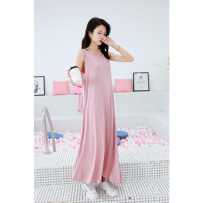 Καλοκαιρινή Γυναικεία Νυχτικιά Στρογγυλή Λαιμόκοψη Σέξι Κοίλη Δέσιμο Μακρύ Φαρδύ Μεγάλο Μέγεθος Μοντάλ Φόρεμα