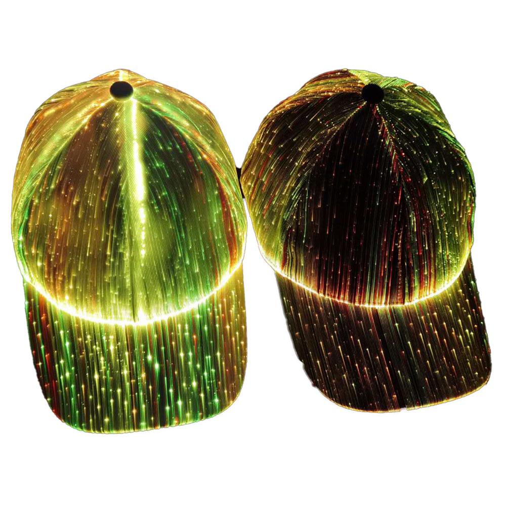 Halloween Farbwechselnde LED Leuchtmütze Weihnachten Glasfaser Baseballkappe Hip Hop Mütze