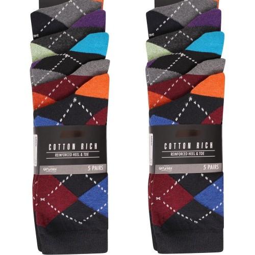 Ex Store Mens Argyle Cotton Socks (Pack of 10)