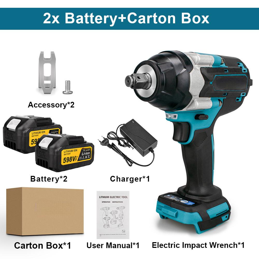 1/2 Inch Brushless Electric Impact Wrench Rechargeable Cordless Wrench Screwdriver Power Tools