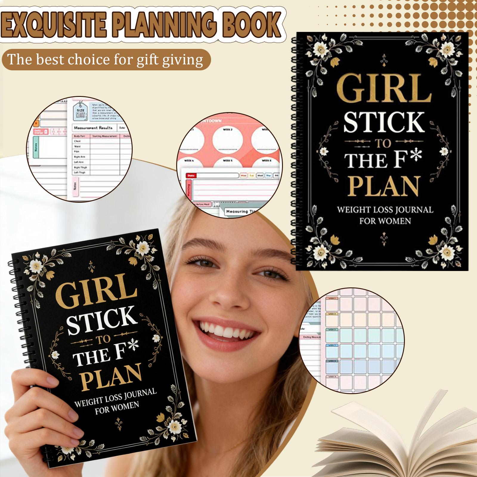 

Girl Stick To The Plan Loss Journal For Women (14.8x21cm) - Spiral-Bound Wellness | Daily Food, Exercise & Goal Log | Compact Personal Diary For One Size