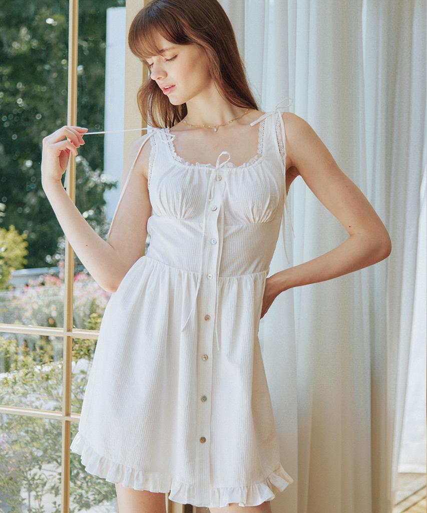 VEM.VER Jenny Lace Detail Mini Dress_Ivory