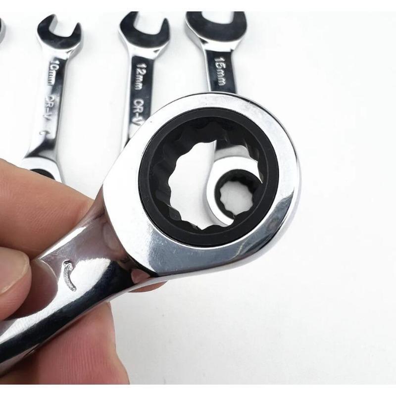 Short Handle Adjustable Head Ratchet Wrench Mini Fast Ratchet Wrench Labor-saving Auto Repair Hardware Dual-purpose Wrench Tool