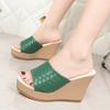 2025 summer new slope heel slippers thick-bottomed waterproof table large size fish mouth slippers casual open-toed women's slippers