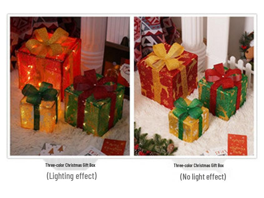 Upgraded Christmas Lights Gift Box Set: 3-Piece Ornament & Birthday Party Decorations