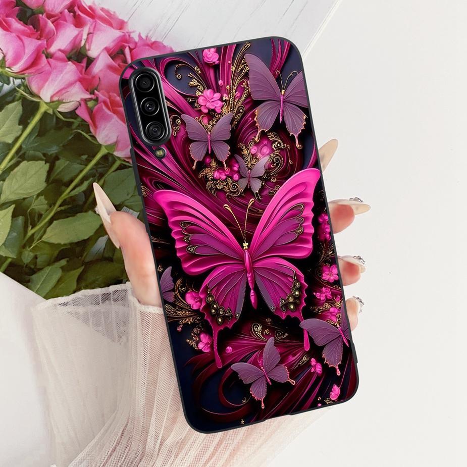 For Samsung Galaxy A90 5G Case SM-A908B Luxury Flowers Butterfly Painted Cover Soft Slim Phone Case For Samsung A90 A 90 5G Bags