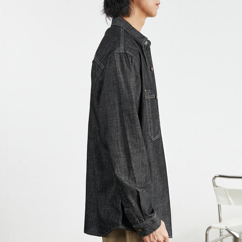 Spring and Autumn New Men's Retro Loose Denim Long Sleeve Shirt