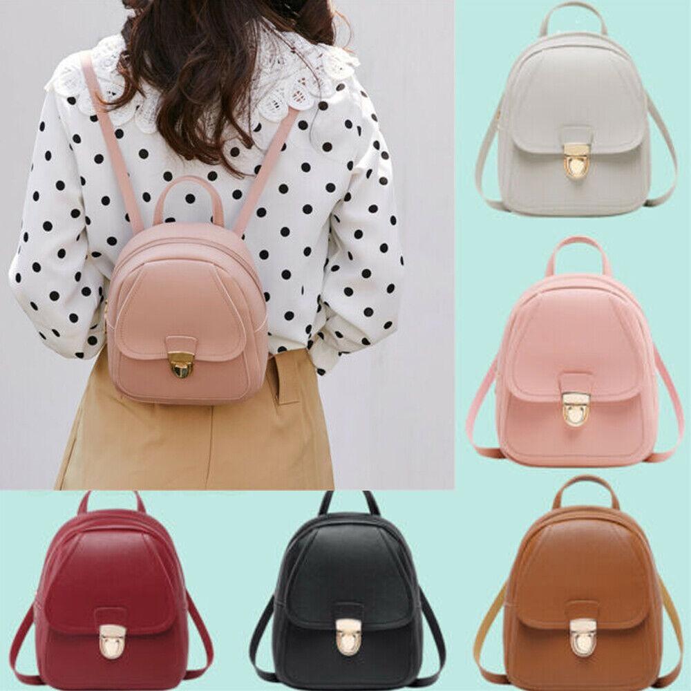 Mini Mochila Feminina Mochila de Couro PU Mochila Escolar Bolsa de Mão Bolsas de Ombro