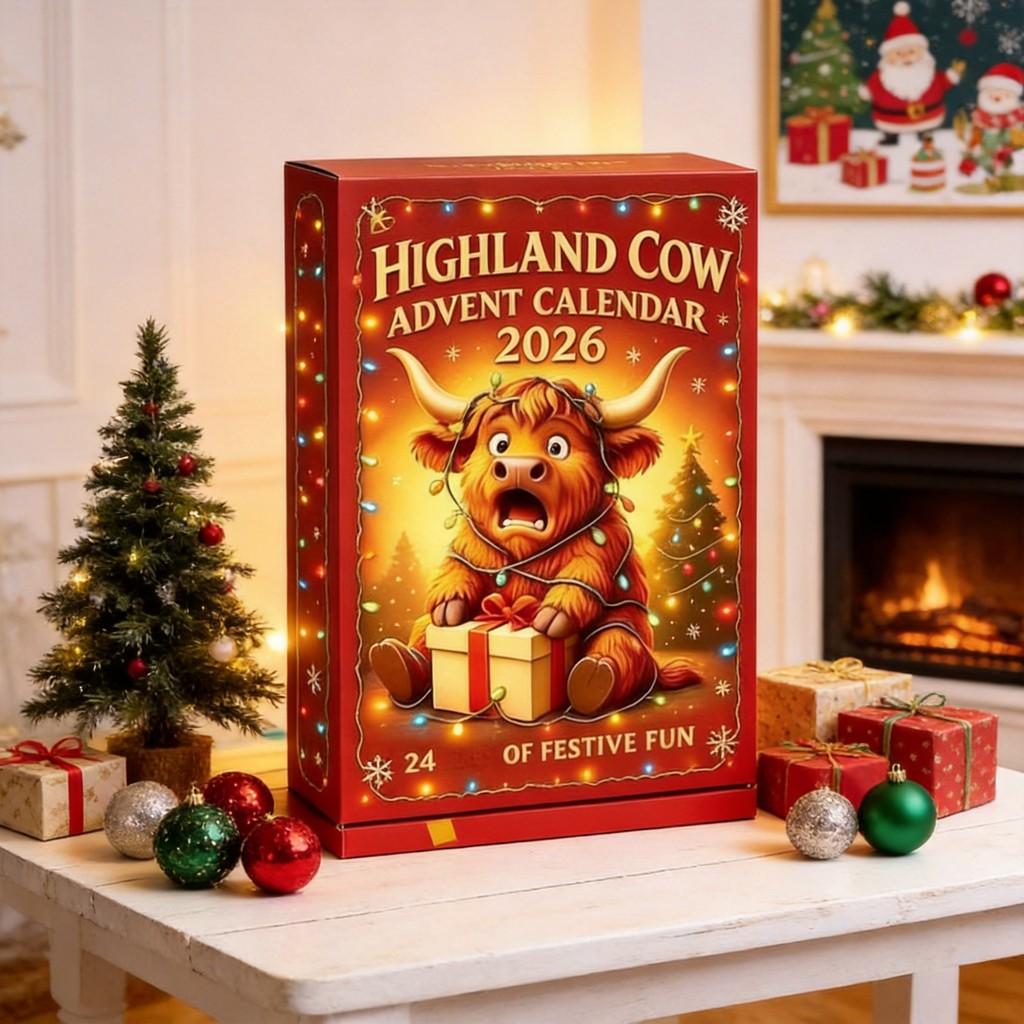 Calendario dell'Avvento Mucca Scozzese con Decorazioni ad Albero 3D per Regalo di Festa e Sviluppo Cerebrale