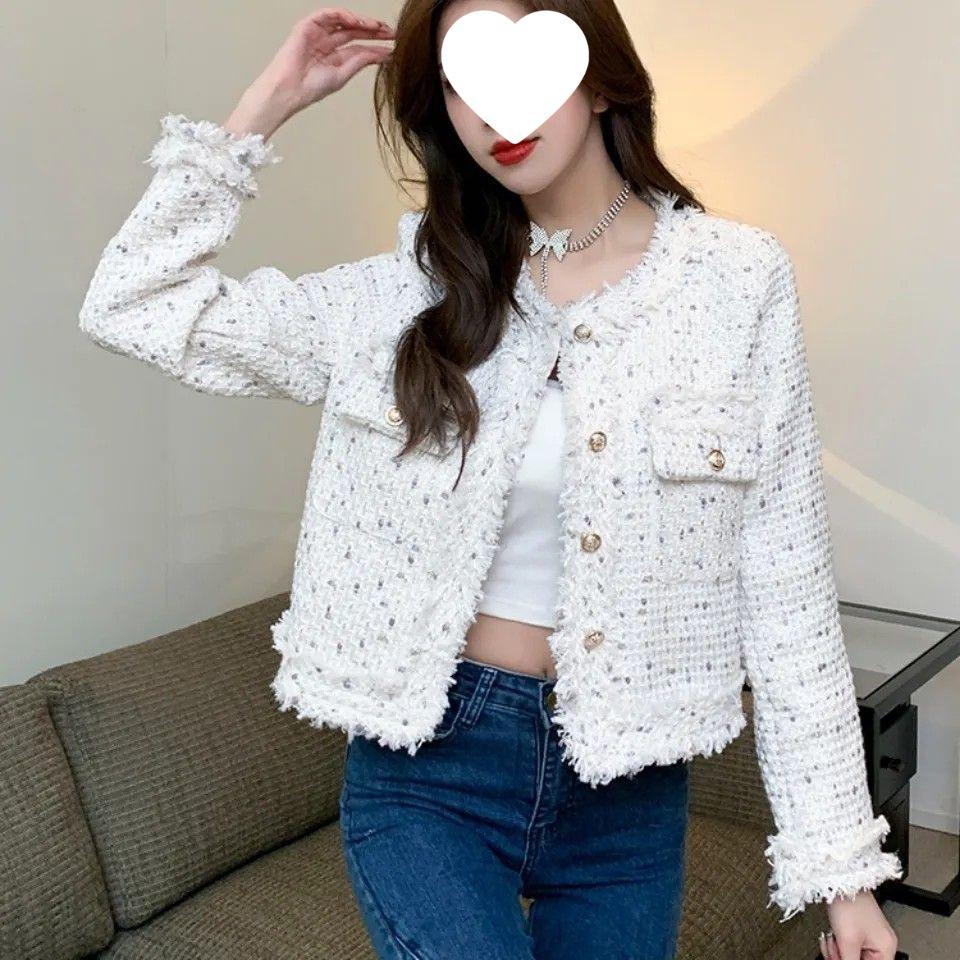 Manteau Court en Tweed Chic Socialite 2025: Veste d'automne/hiver pour femme, style coréen polyvalent