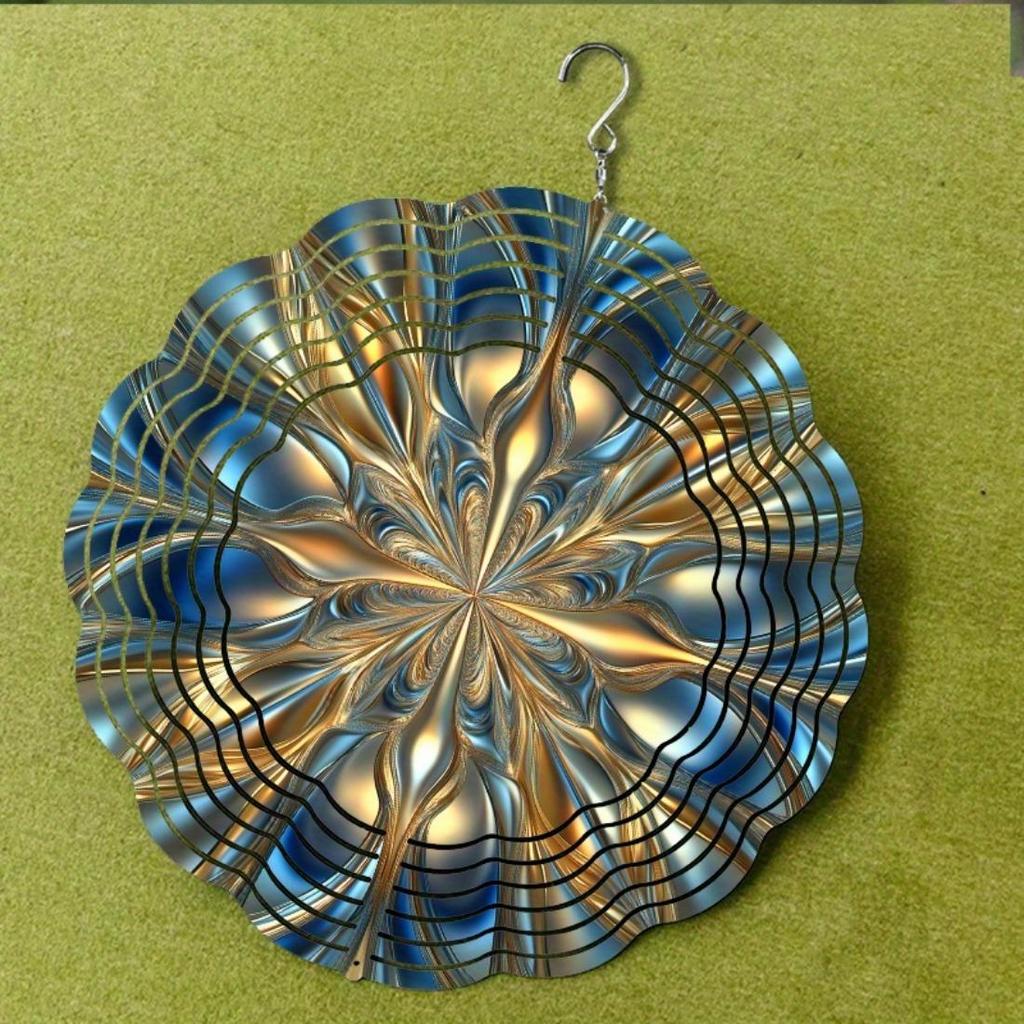 Elegant 10-Inch Metal Wind Spinner - Vibrant 2D Hanging Design for Indoor & Outdoor Decor, Silent 360° Rotating Wind Sculpture