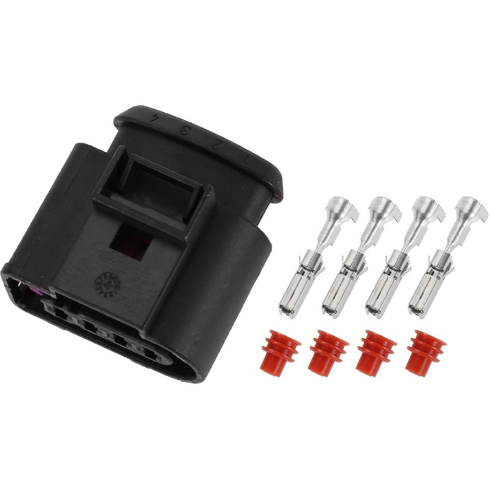 Motoforti Ignition Coil Connector Plug Female Wire Terminal Connector for VW Golf Passat Jetta Plastic Tin-Plated Copper No.4D0971994 Black