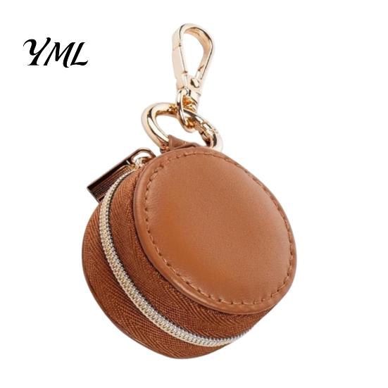 Small Storage for Earrings Portable Jewelry Box Keychain, PU Leather Travel Organizer Case, Soft Pouch Velvet Lining Secure Zipper Closure Rings