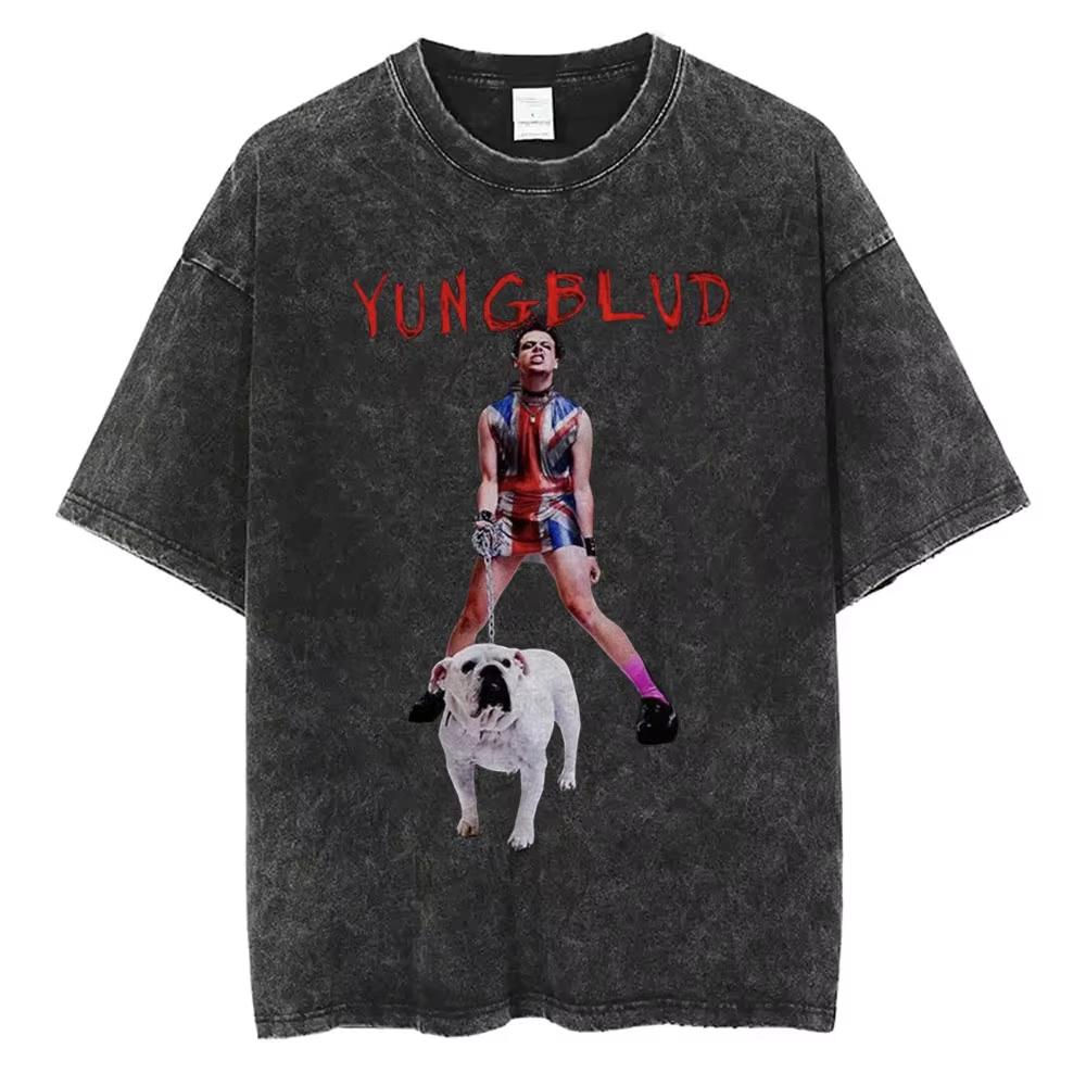 Washed Vintage Yungblud Idols World Tour Tshirt Mens Women Casual Oversized Cotton T Shirt Male Hip Hop Fashion Retro Tshirts