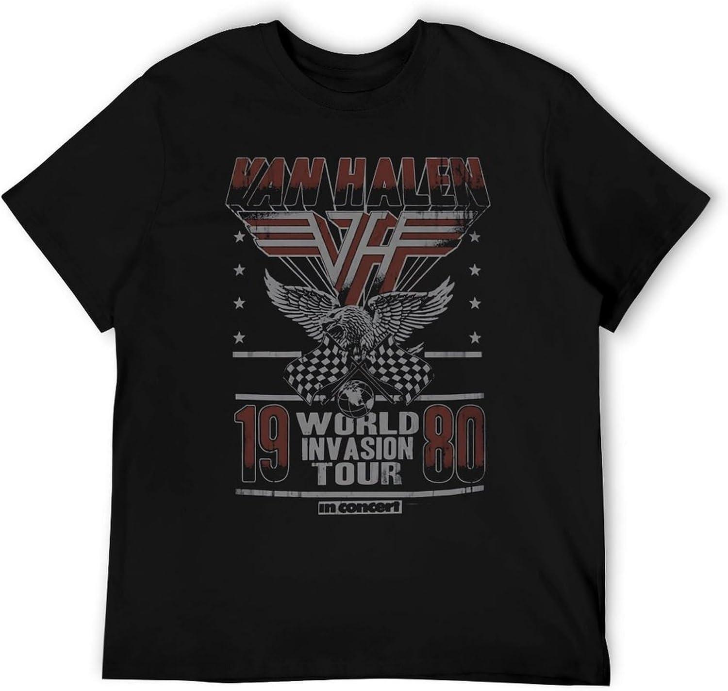 Comfortable season Heren Vintage Jaren 80 Rock Tour T-shirt, Retro Band Grafisch T-shirt, Zacht Katoen Concert Ge&iuml;nspireerd Shirt XXXXXL zwart