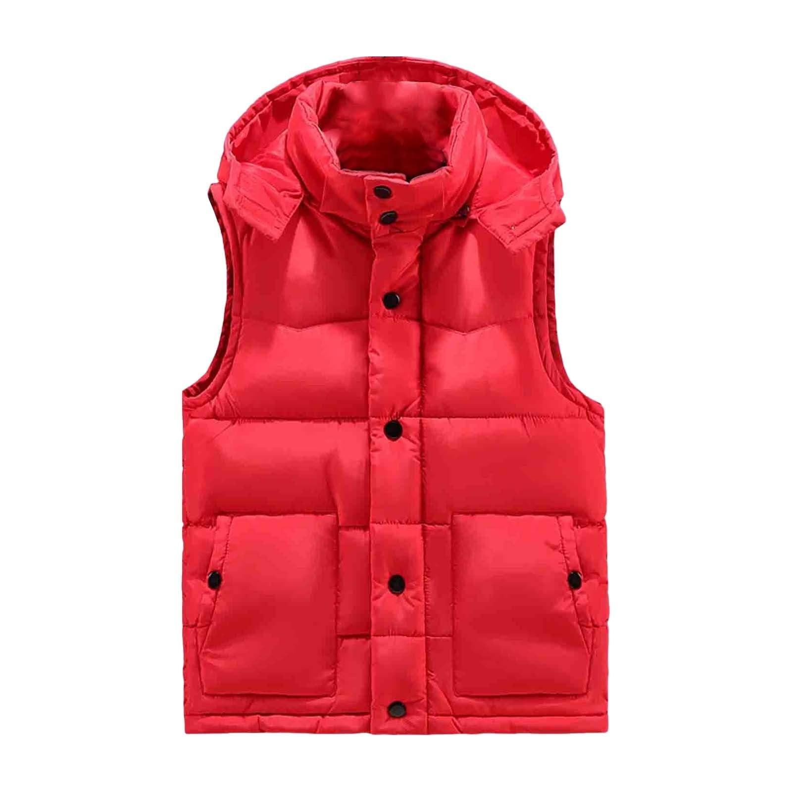 

Мужская зимняя трендовая одежда, свободный толстый пуховик из хлопка с застежкой-молнией, однотонный повседневный жилет с капюшоном L красный