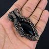 Black Onyx Gemstone Pure Copper Wire Wrapped Handmade Pendant Jewelry For Christmas Gift