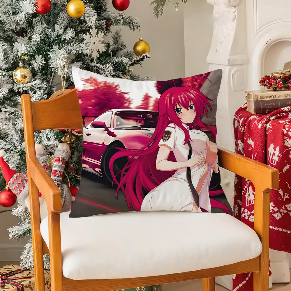 Anime High School Dxd-Beautiful Pillow Case Silky Short Plush With Invisible Zipper Dustproof Sofa Cushion Cover For Home Decor