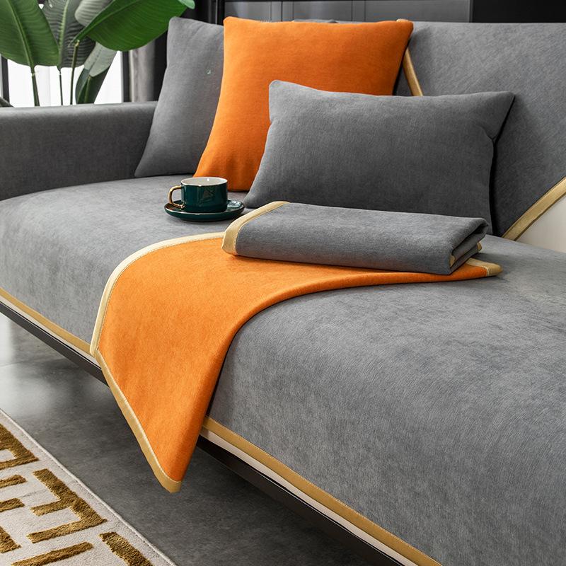 Sofa Cushion Four Seasons Leather Sofa Cover Chenille Nordic Simple Non-Slip Cushion Armrest Backrest Universal Cover Towel