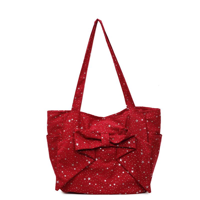 

Bow Design Sweet Star Pattern Large Capacity Women Casual Shoulder Bag Tote