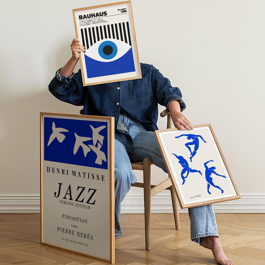 מאטיס אנדי וורהול פרפר בוטני ציור קנבס כחול באוהאוס אמנות קיר פוסטרים והדפסים לעיצוב סלון תמונות